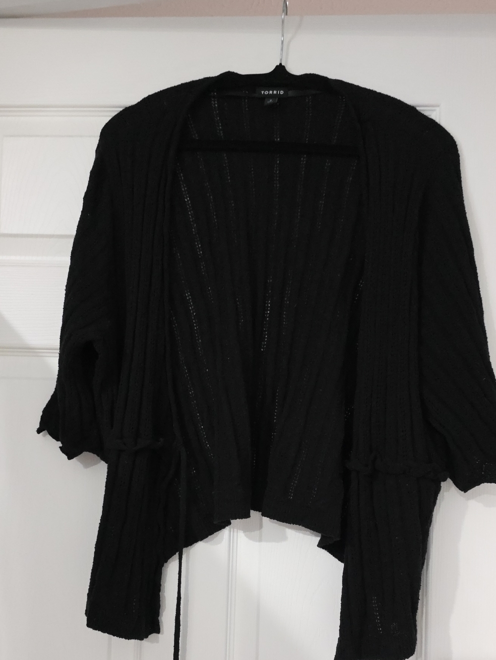 torrid Black Ribbed Open-Front Tie Cardigan